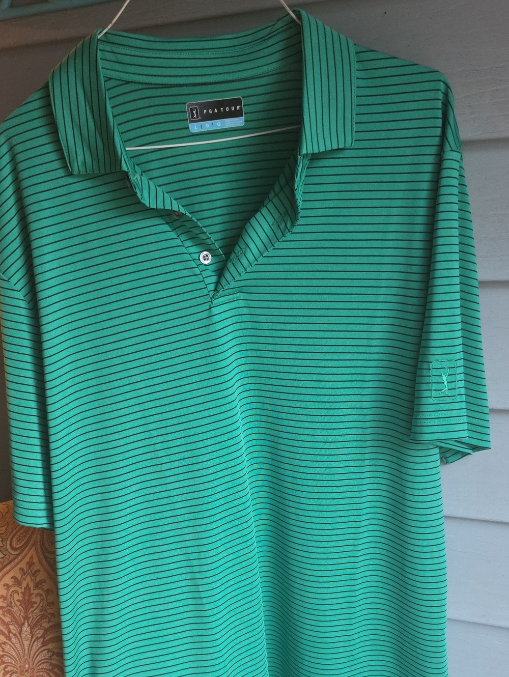 PGA Tour Green Striped Men’s Polo